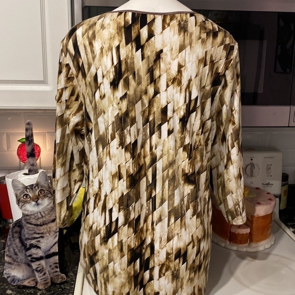 P womens JM Collection casual brown stretch 3/4 sleeve plus size top 2X - Picture 2 of 4